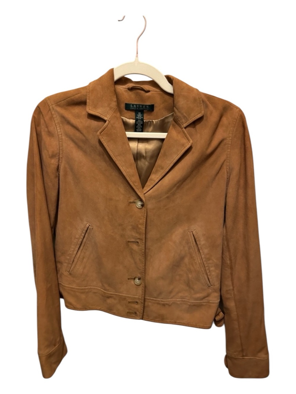 Lauren Ralph Lauren Camel Suede Button-Front Blazer Jacket
